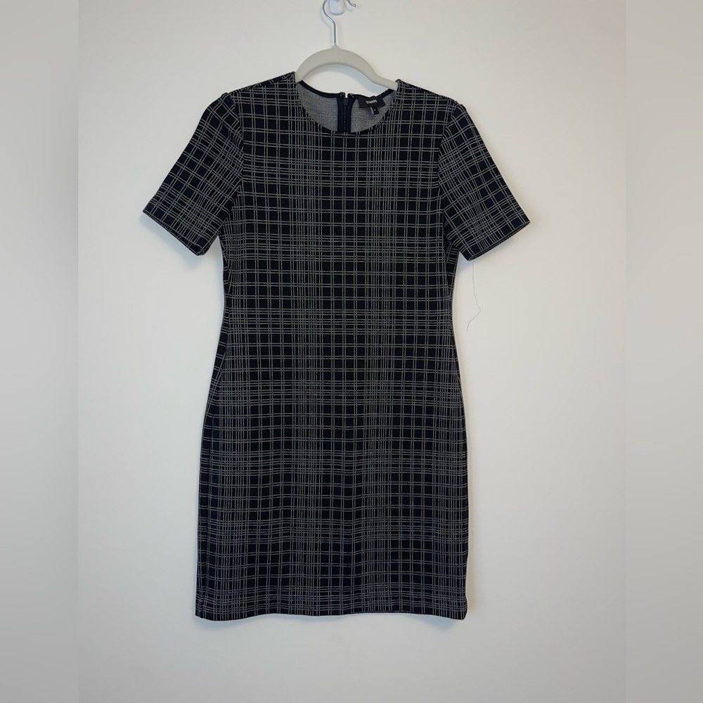 Theory Rijik Black Plaid white stripe Dress 4 academia old money quiet luxury - Picture 3 of 7